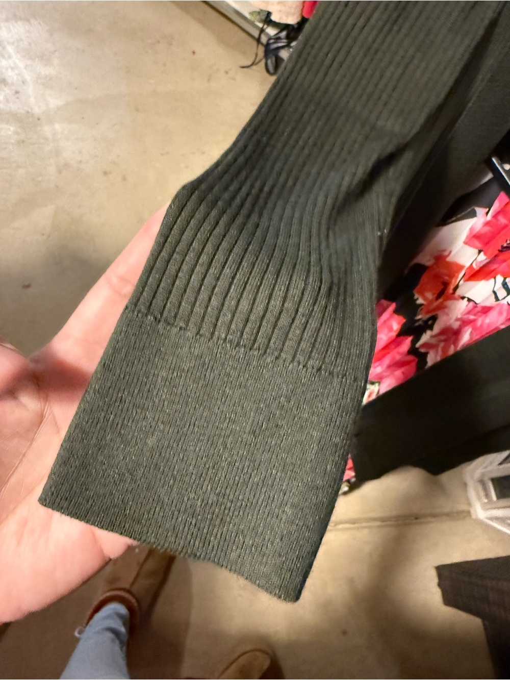 LOFT Olive Ribbed Open-Front Long Cardigan - Picture 3 of 6
